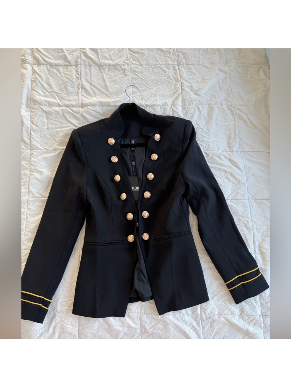 STYLEWE Black Military-Inspired Blazer with Gold Buttons